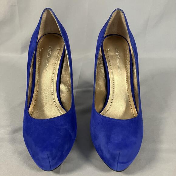 BCBGeneration Shoes Womens Size 7.5 Blue Suede Stiletto Pumps Platform BG-PARADE - Picture 2 of 16